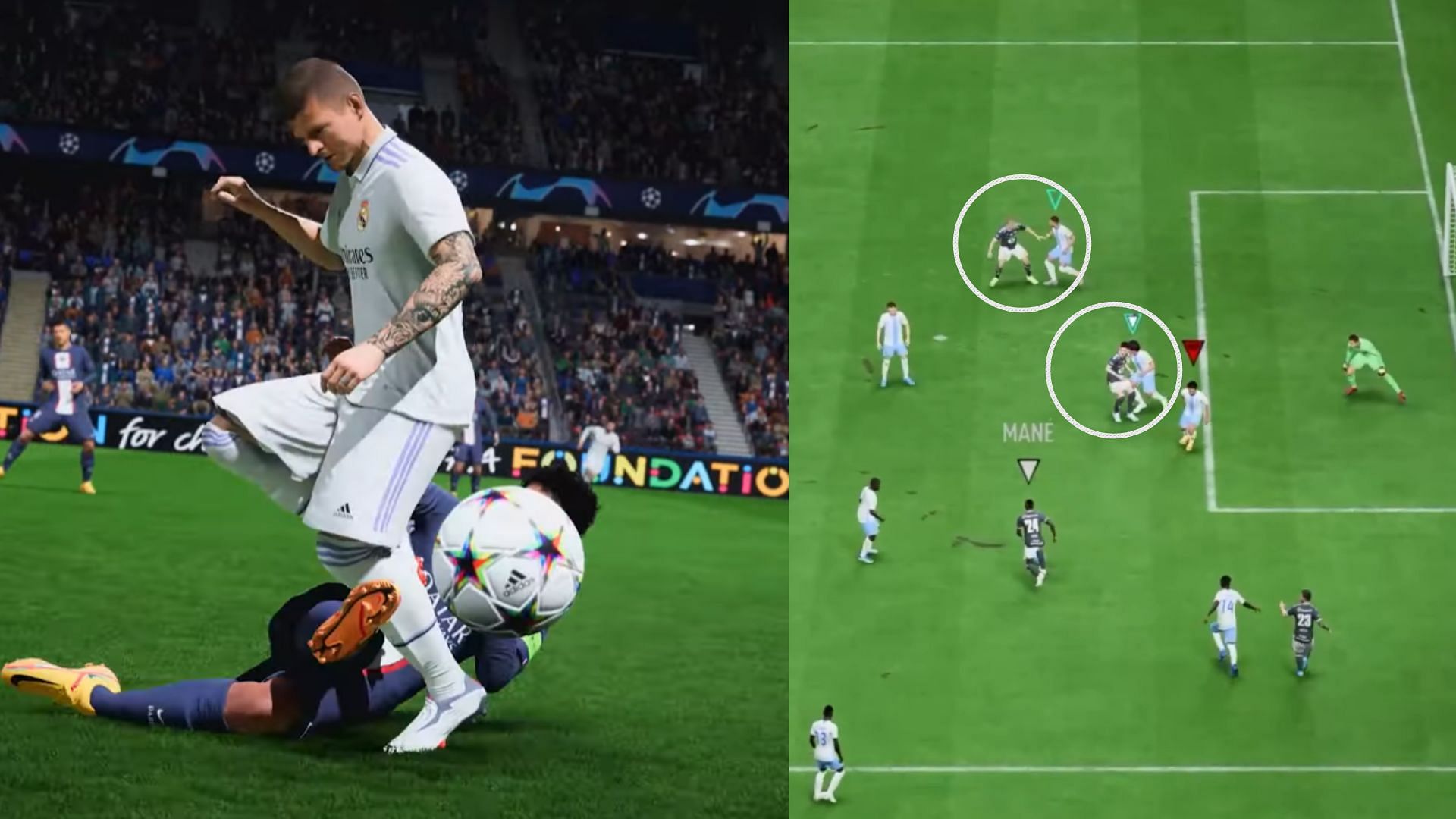 New defensive mechanics in FIFA 23 (Image via EA Sports)