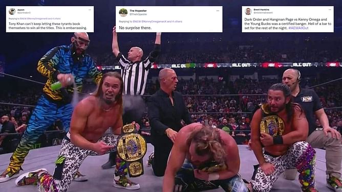"Hell of a bar to set for the rest of the night" - Twitter erupts to Kenny Omega and team winning inaugural AEW Trios Championship