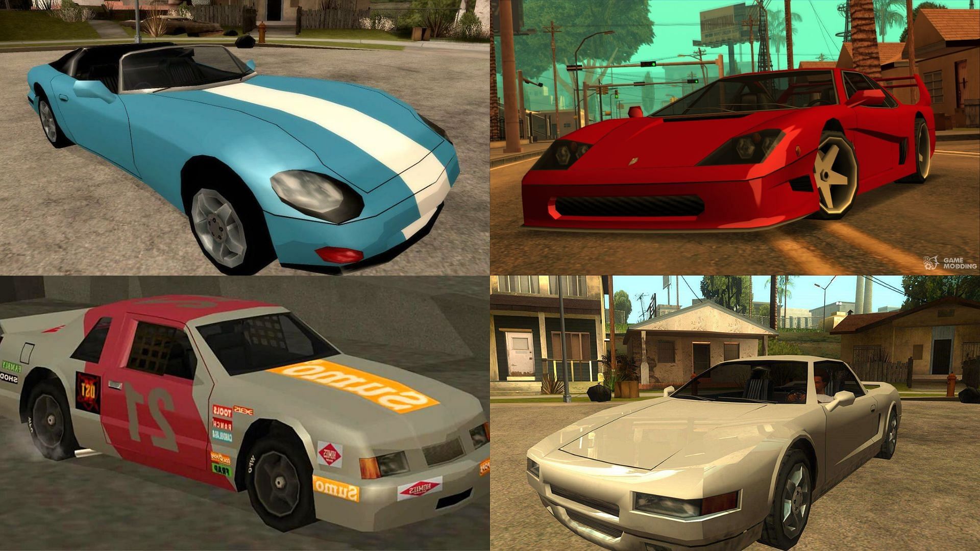 A list of top five cars in GTA San Andreas recommended for street races (Image via Sportskeeda)