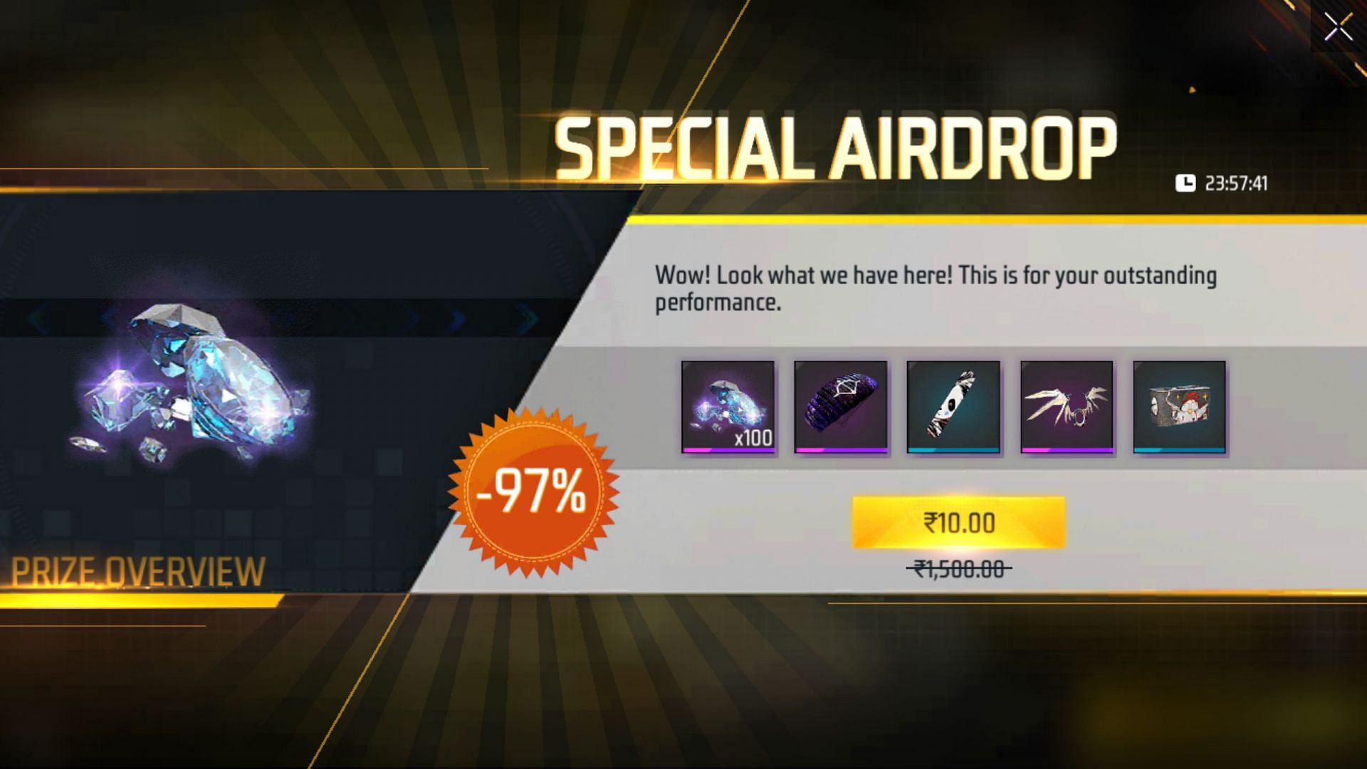 Special Airdrop includes diamonds and other items (Image via Garena)