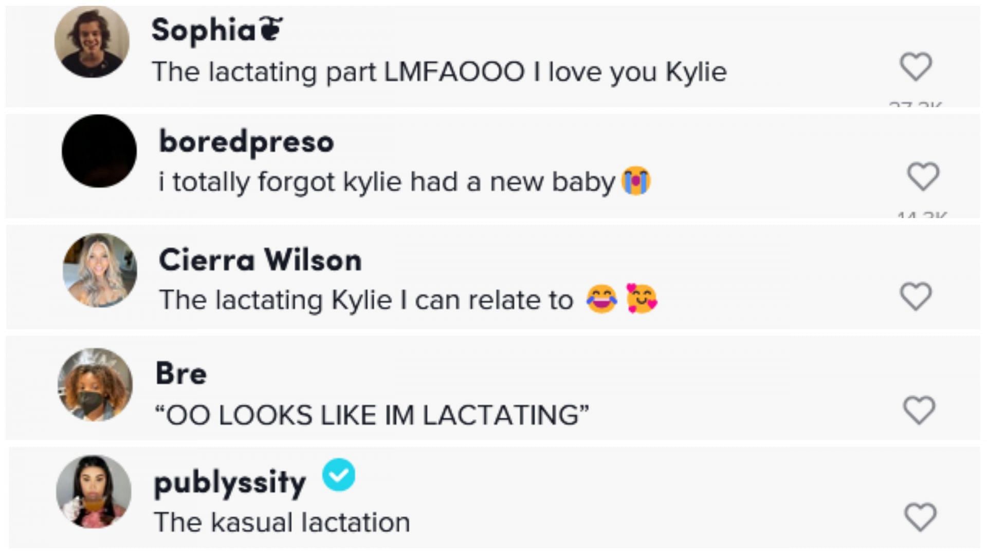 Comments on the video (Image via @kyliejenner/TikTok)