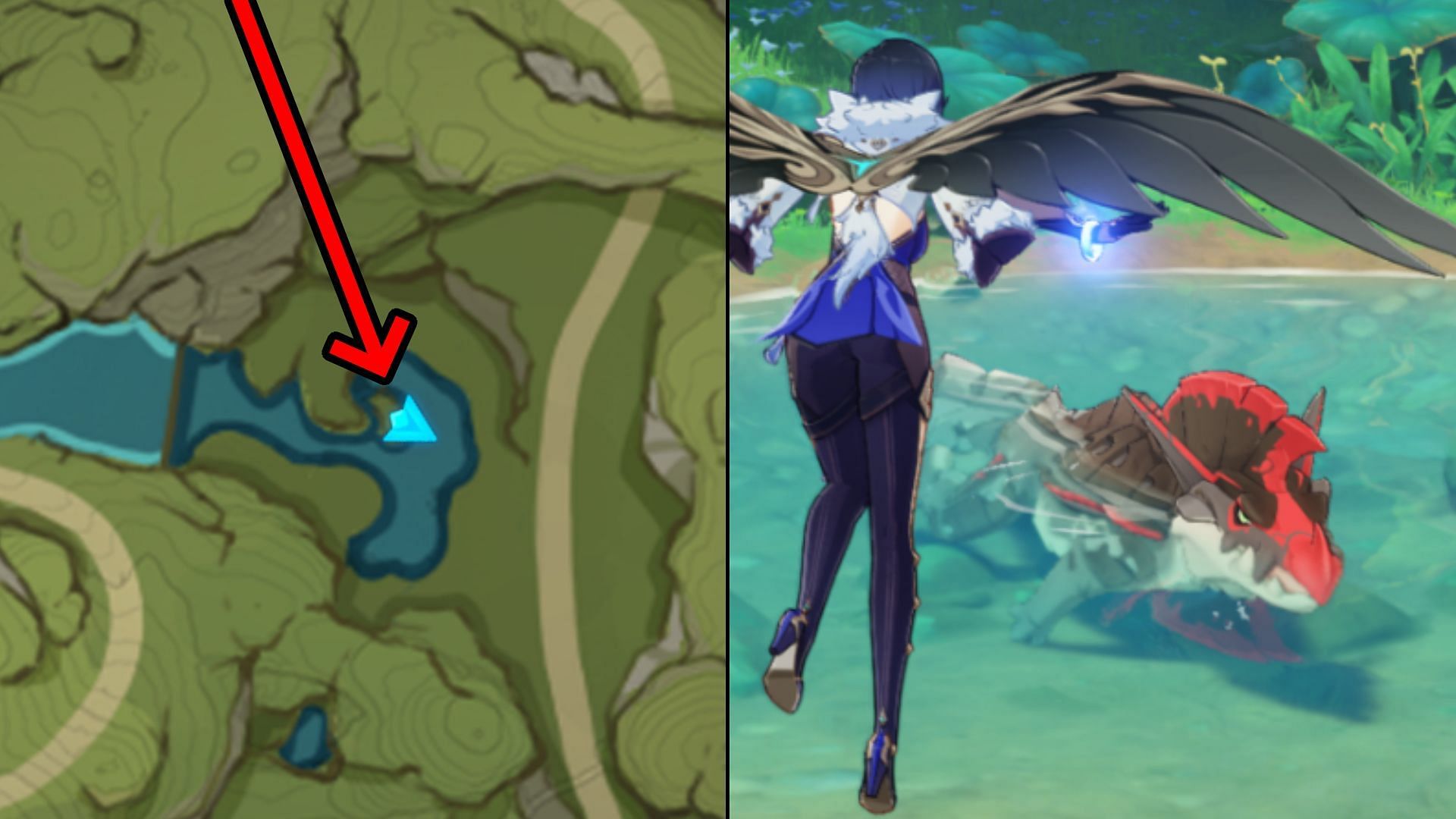 The Gator Raja&#039;s location and appearance (Image via HoYoverse)