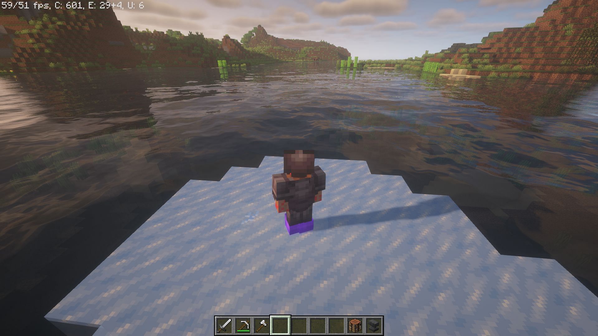 Frost Walker allows players to walk on water by actively freezing water blocks in Minecraft (Image via Mojang)