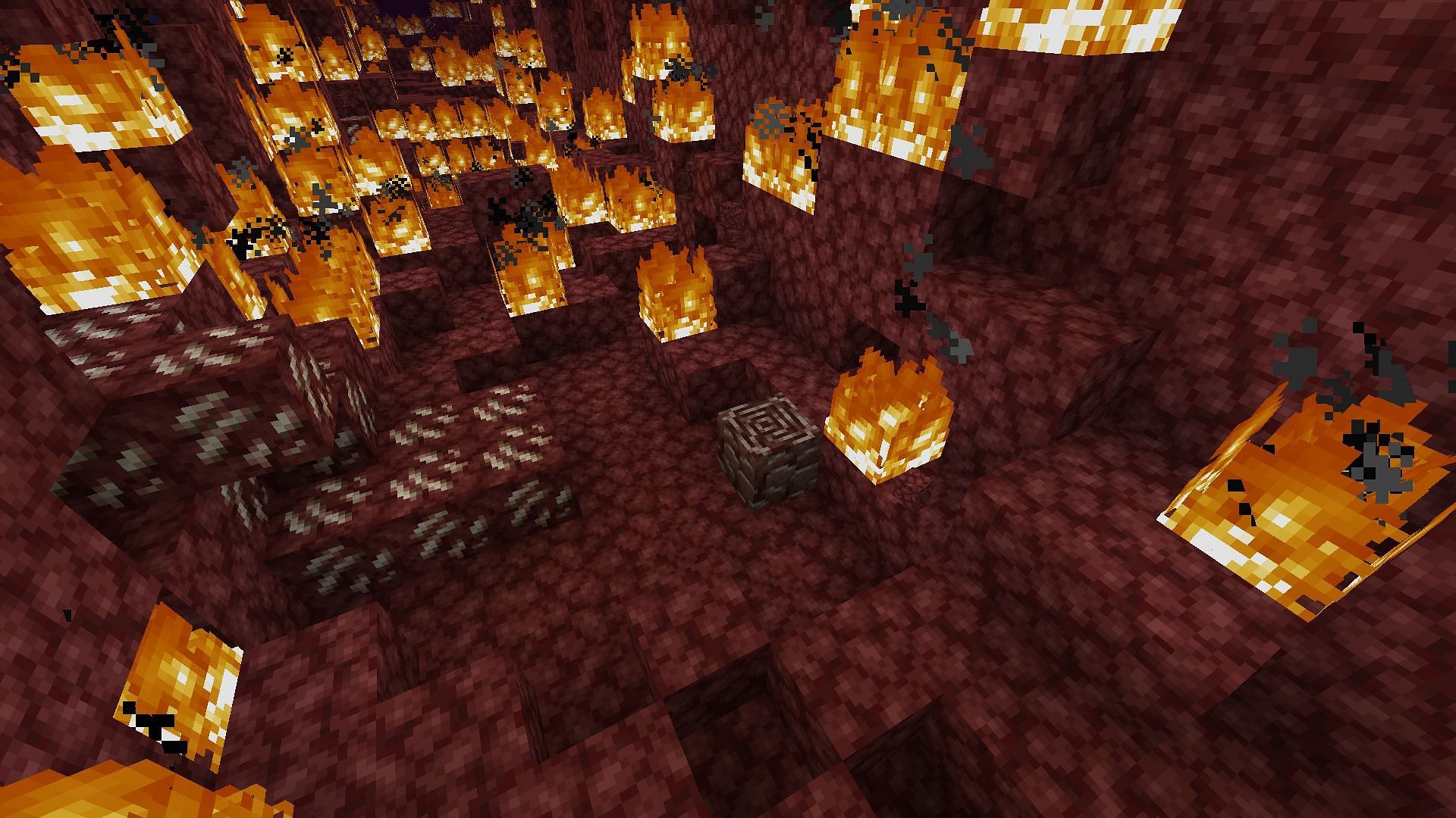 Ancient debris found in the Nether (Image via Minecraft)