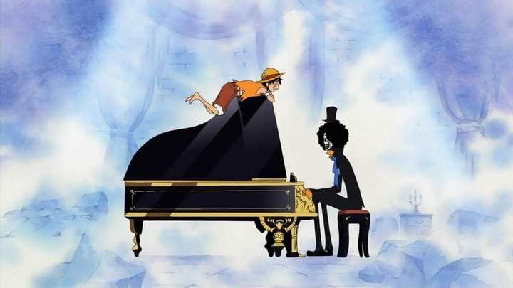 In what episode does Brook join the Straw Hats Pirates crew?