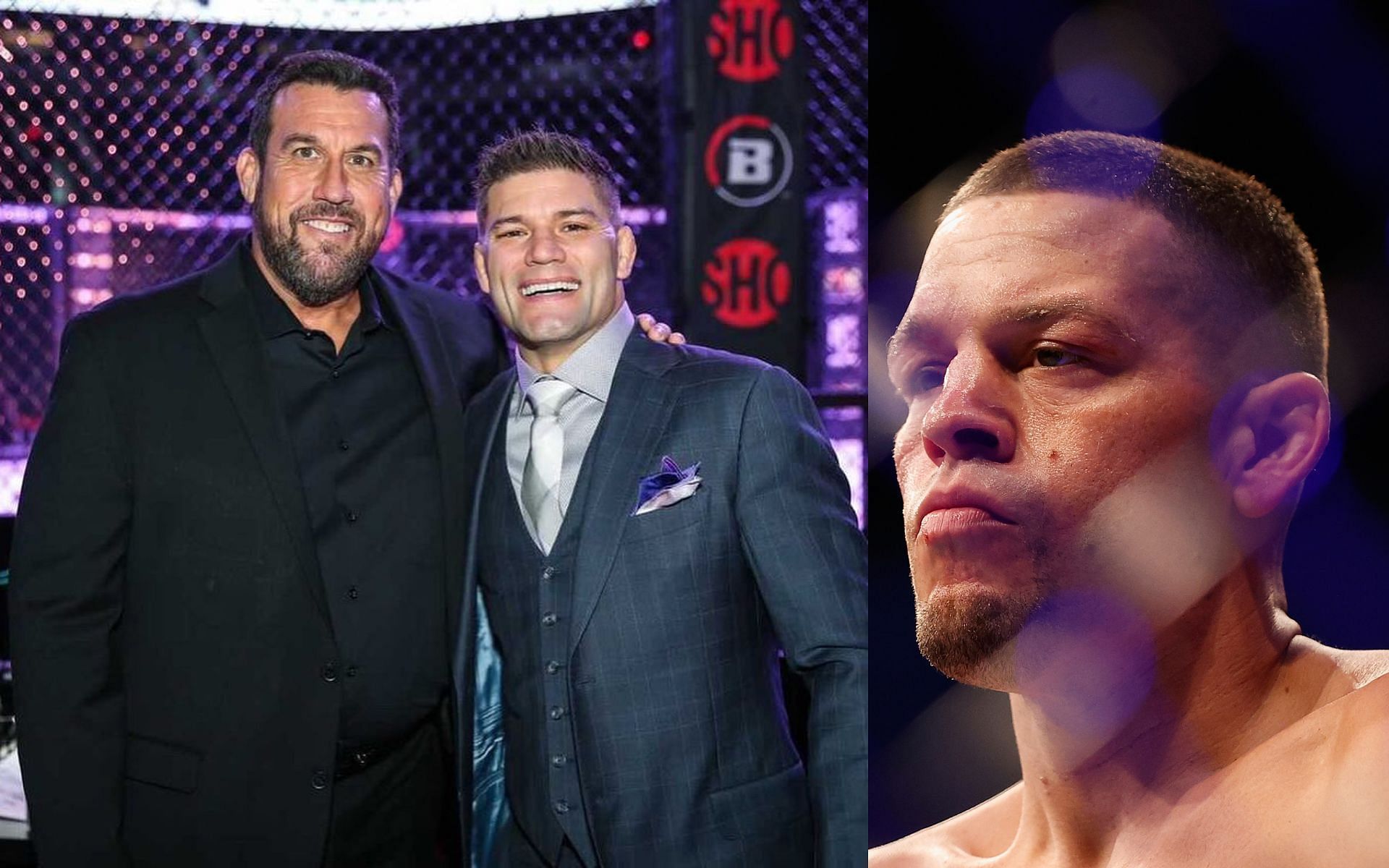 John McCarthy and Josh Thomson (left) [image courtesy of @therealpunk/Instagram]; Nate Diaz (right)