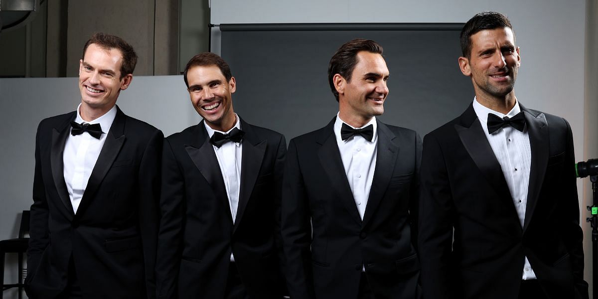 L:R - Andy Murray, Rafael Nadal, Roger Federer and Novak Djokovic 