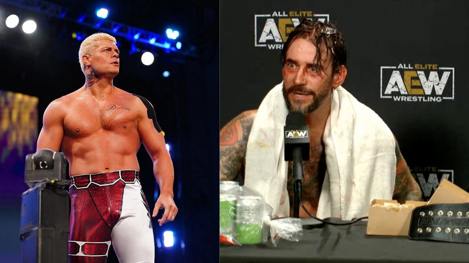 Cody Rhodes (left); AEW World Champion CM Punk (right)