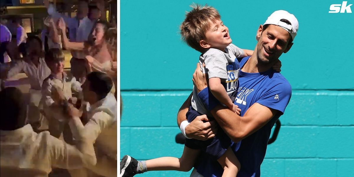 Novak Djokovic dances with son Stefan and wife Jelena at brother