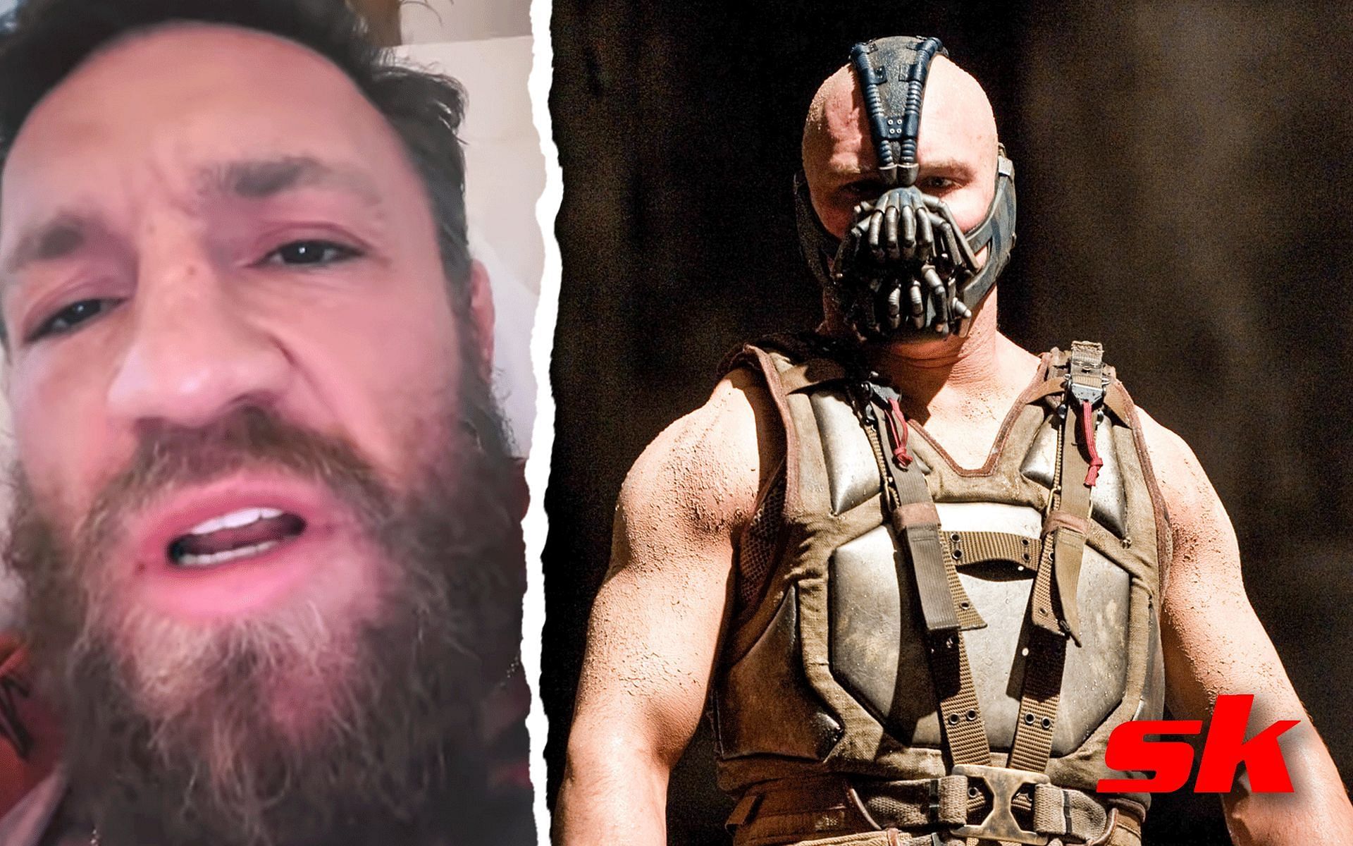 Conor McGregor (Left) and Tom Hardy as Bane (Right) [Images via @mmauncensored__ on Instagram and imbd.com |Website]