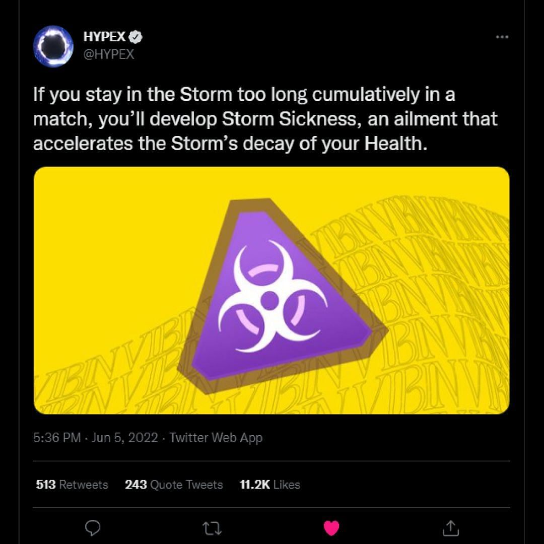 Storm Sickness is best avoided in a match (Image via Twitter/HYEPX)