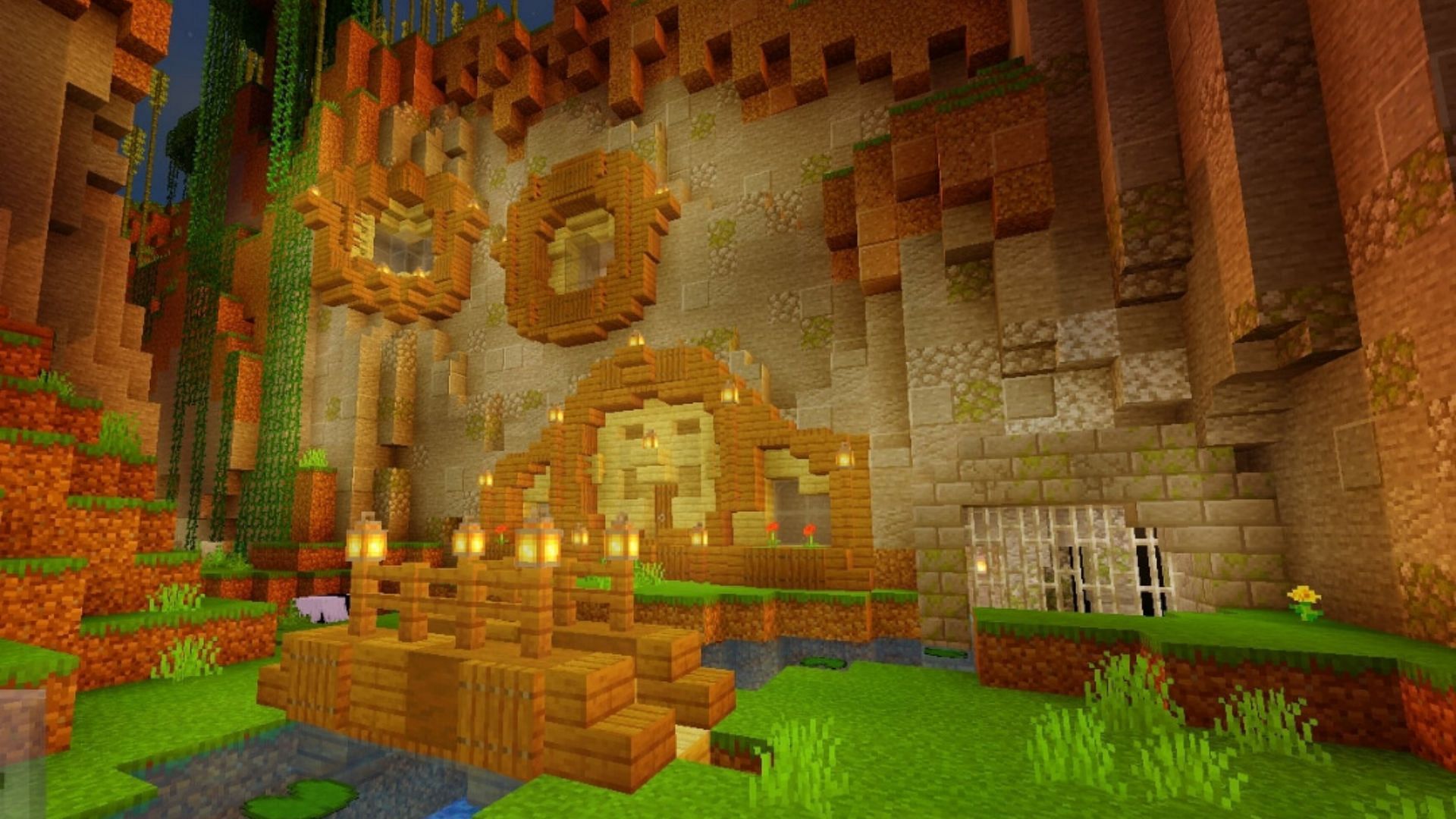 Players can directly create a hobbit hole inside a massive Minecraft mountain (Image via Reddit/u/PLcoolreddit_nl)