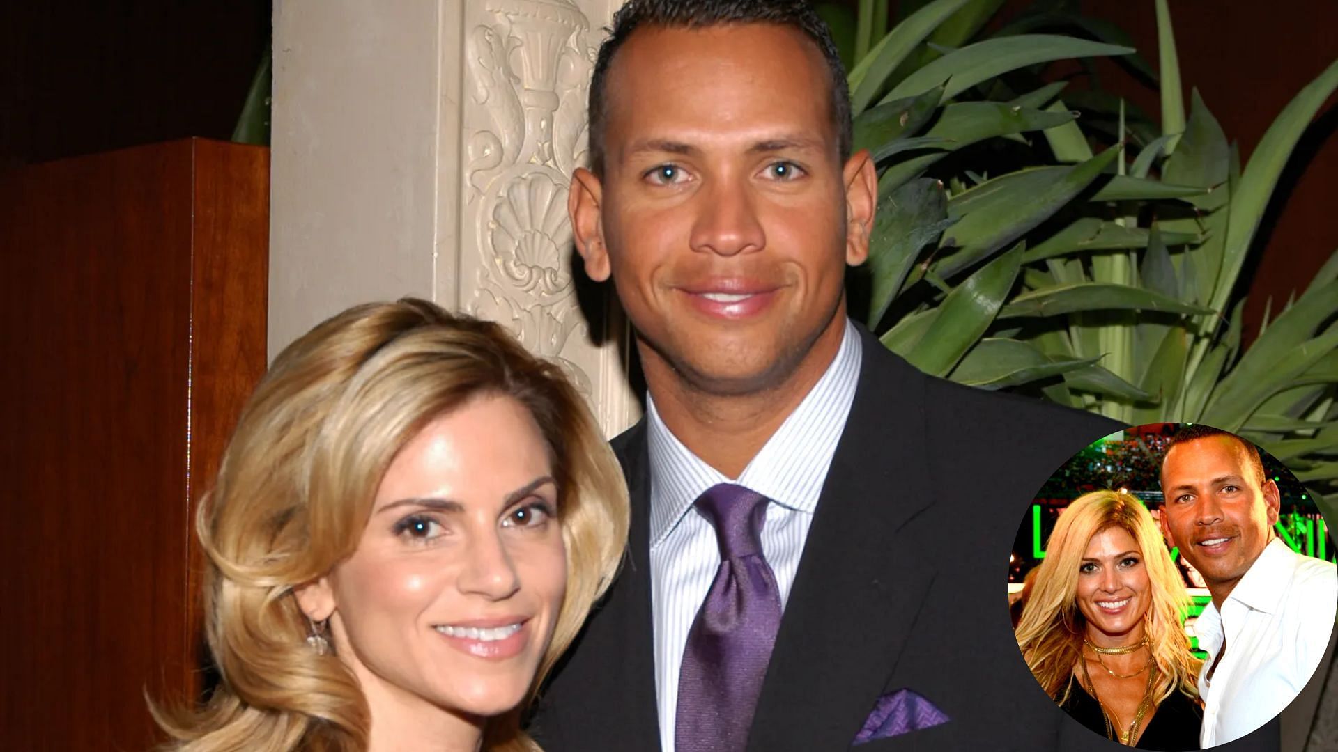 Alex Rodriguez with his ex-wife Cynthia Scurtis; Alex Rodriguez with WWE fame Torrie Wilson (inset).