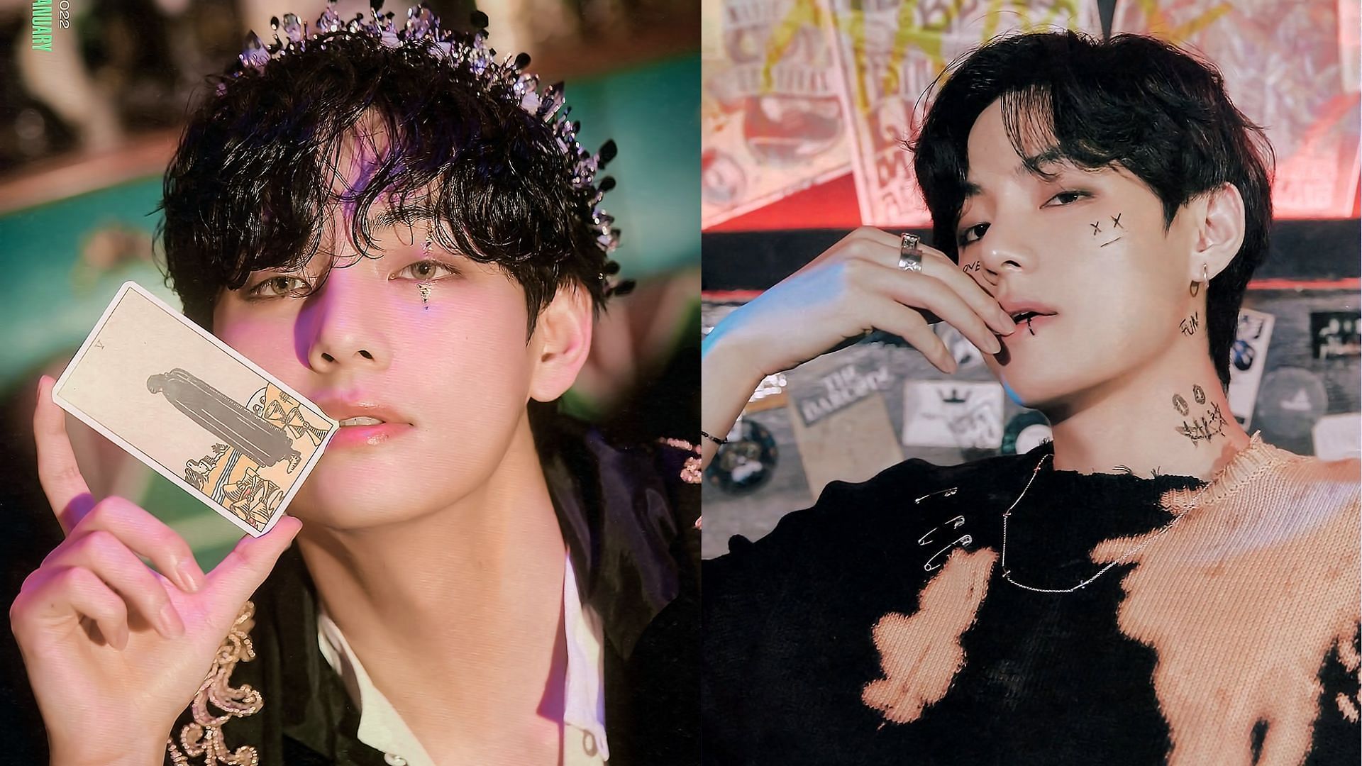 The duality of Kim Tae-hyung (Images via BIGHIT MUSIC)