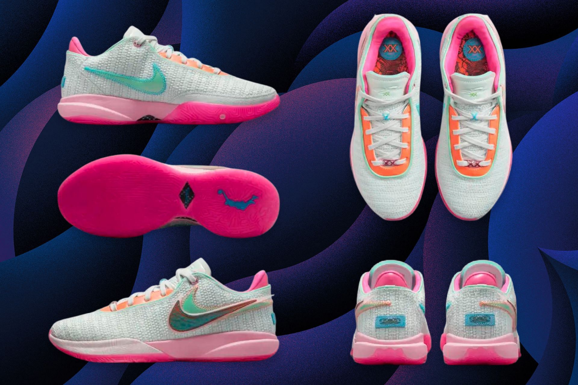 Upcoming Nike LeBron XX (20) Time Machine colorway debuting for LeBron James&#039; 20th NBA season (Image Via Sportskeeda)