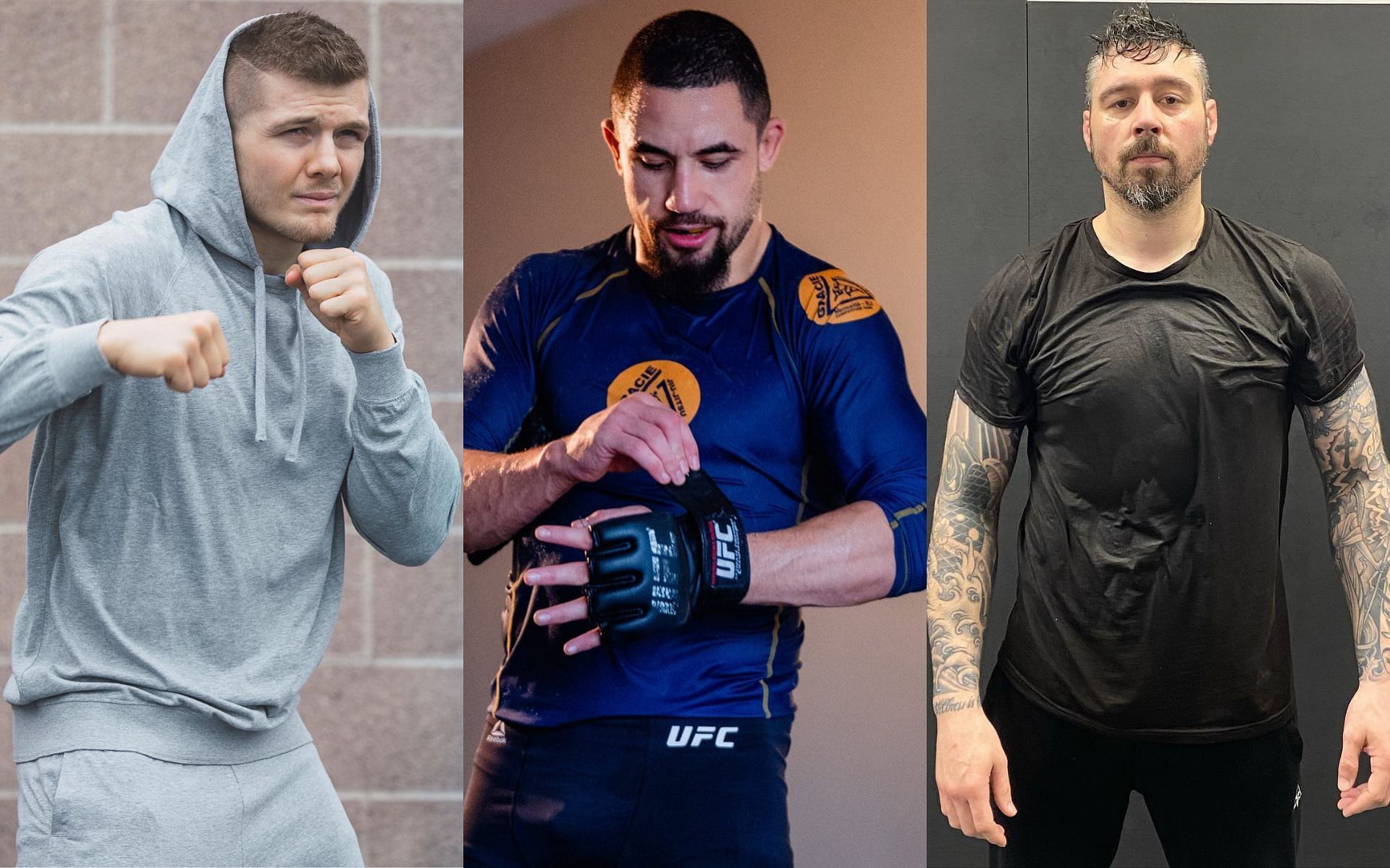 Marvin Vettori, Robert Whittaker, and Dan Hardy (left, center, and right; images courtesy of @marvinvettori, @robwhittakermma, and @danhardymma Instagram)