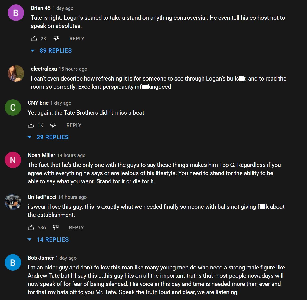 Fans react to Tate&#039;s speech (Image via YouTube/Sneako World)