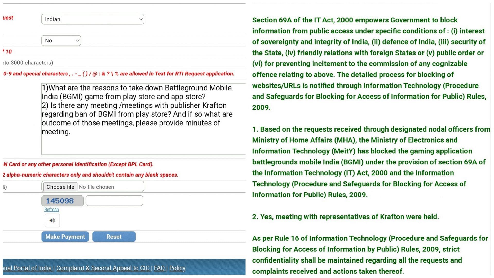 The official response and the RTI request (Image via Twitter/@godyamarajop)