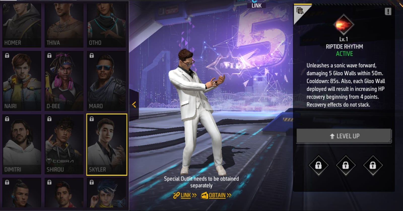 free fire cs rusher character combination