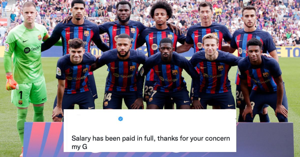 "Salary has been paid in full" - Barcelona star responds on Twitter to user when asked about his salary status at the club