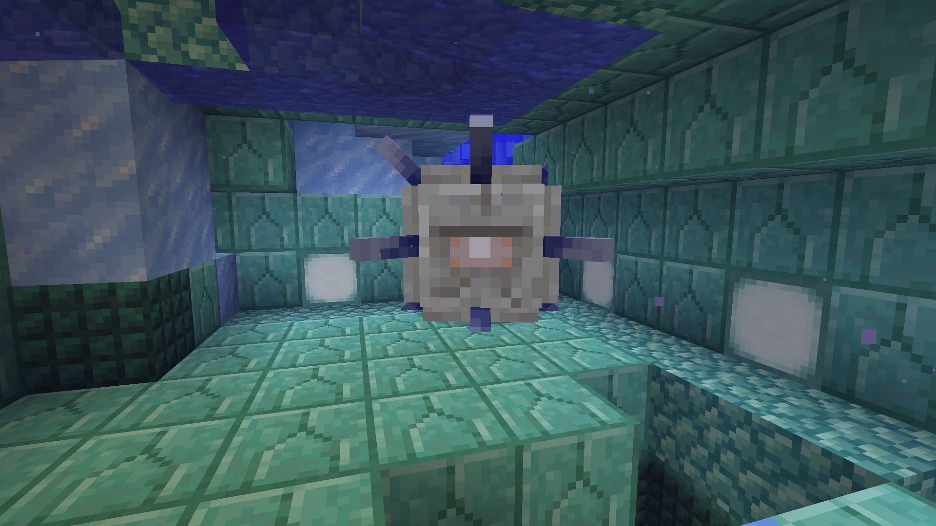 Elder Guardians only spawn inside a Ocean Monument in Minecraft (Image via Mojang)