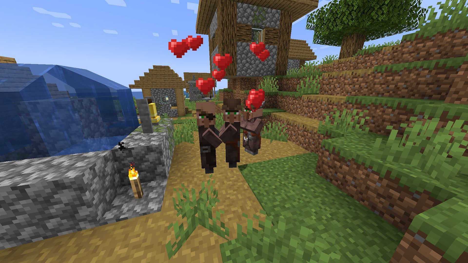 There is a five minute cooldown after villagers breed in Minecraft (Image via Mojang)