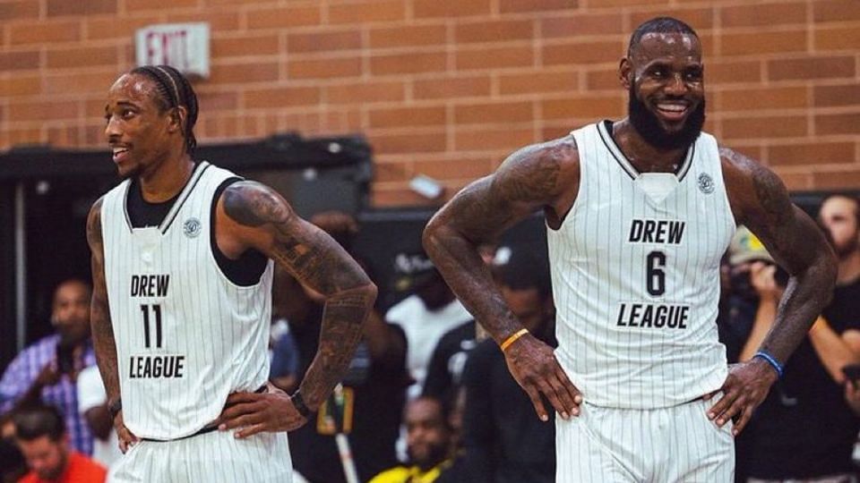 DeMar DeRozan and LeBron James at the Drew League.