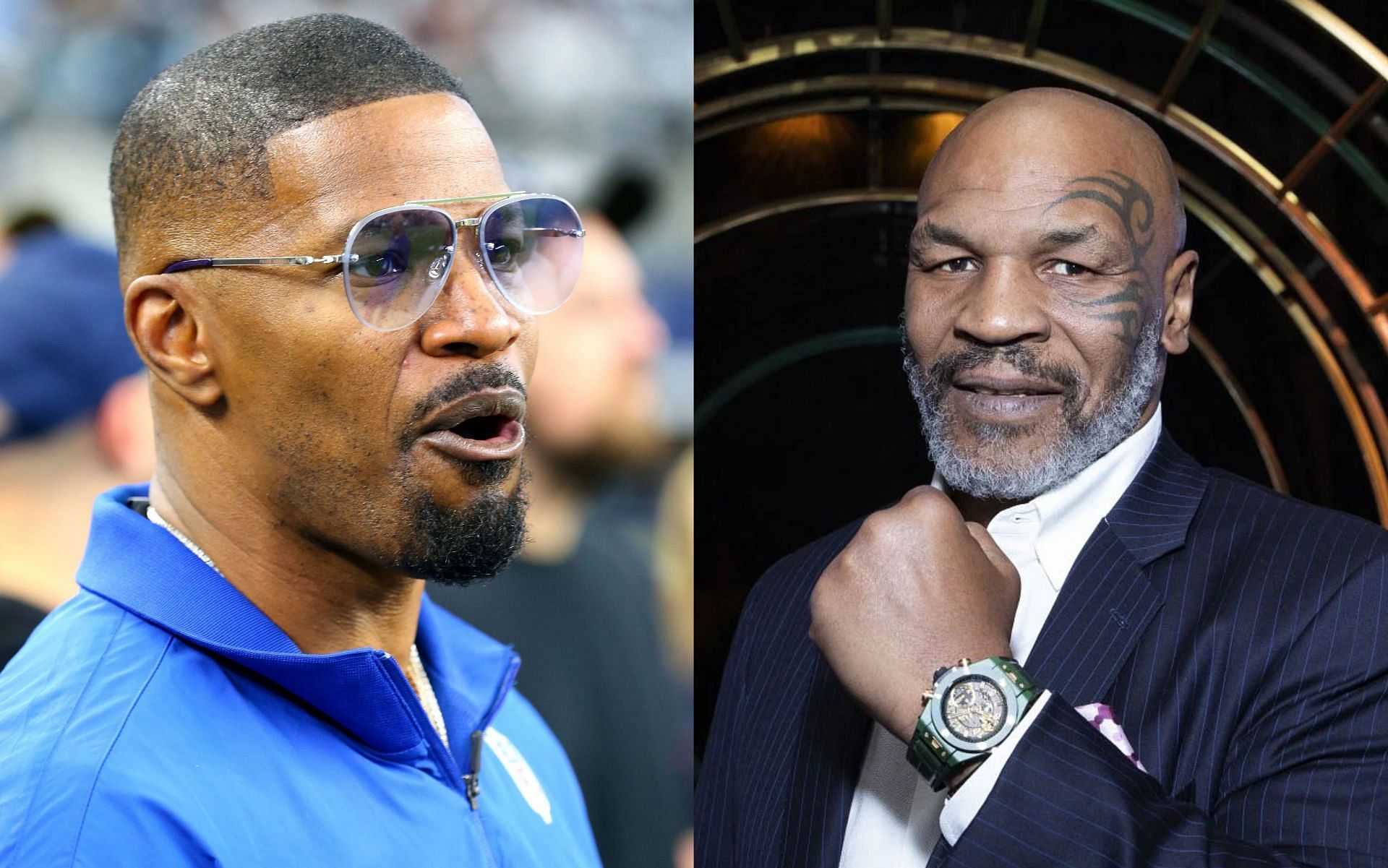 Jamie Foxx (L), and Mike Tyson (R).