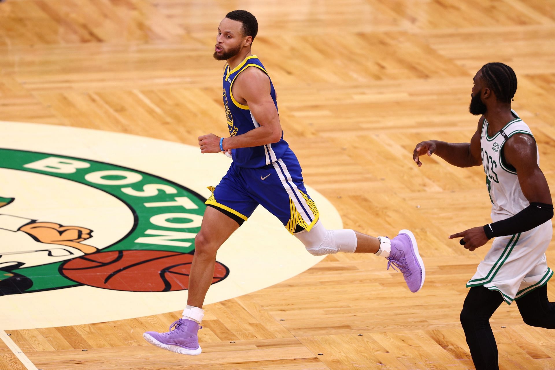 Steph Curry in action during 2022 NBA Finals - Game Six