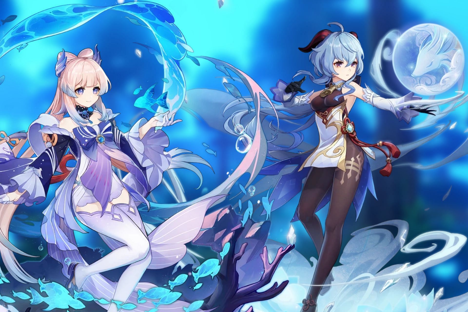 Ganyu and Kokomi in the new character banners (Image via HoYoverse)