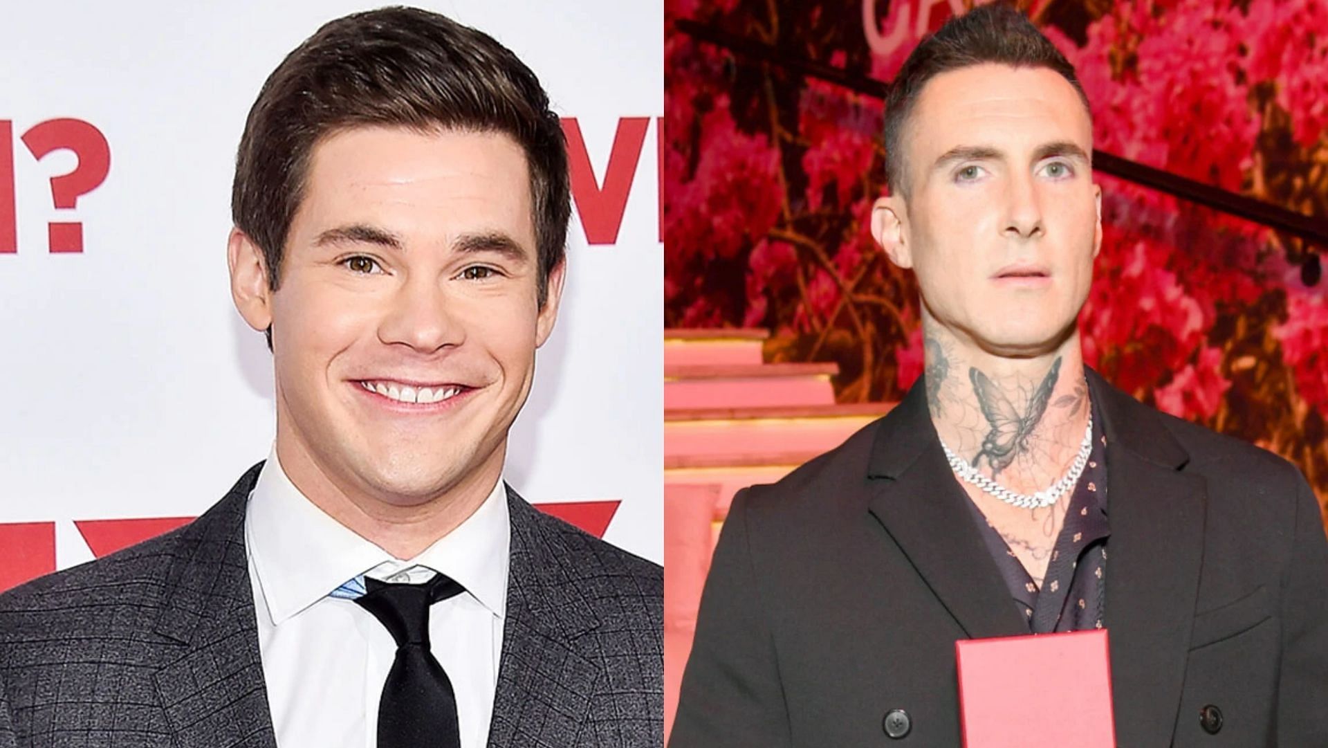 Adam Devine is often confused with Adam Levine because of their similar names. (Image via Mike Windle/Getty, Jon Kopaloff/Getty Images)