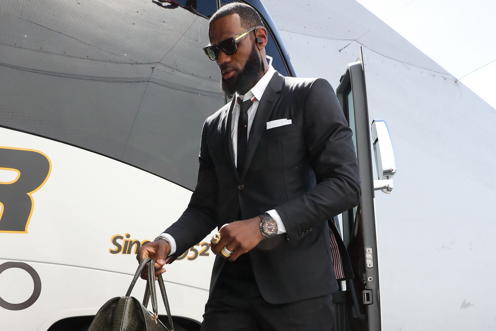 LeBron James in Suit and Tie matched with Shorts
