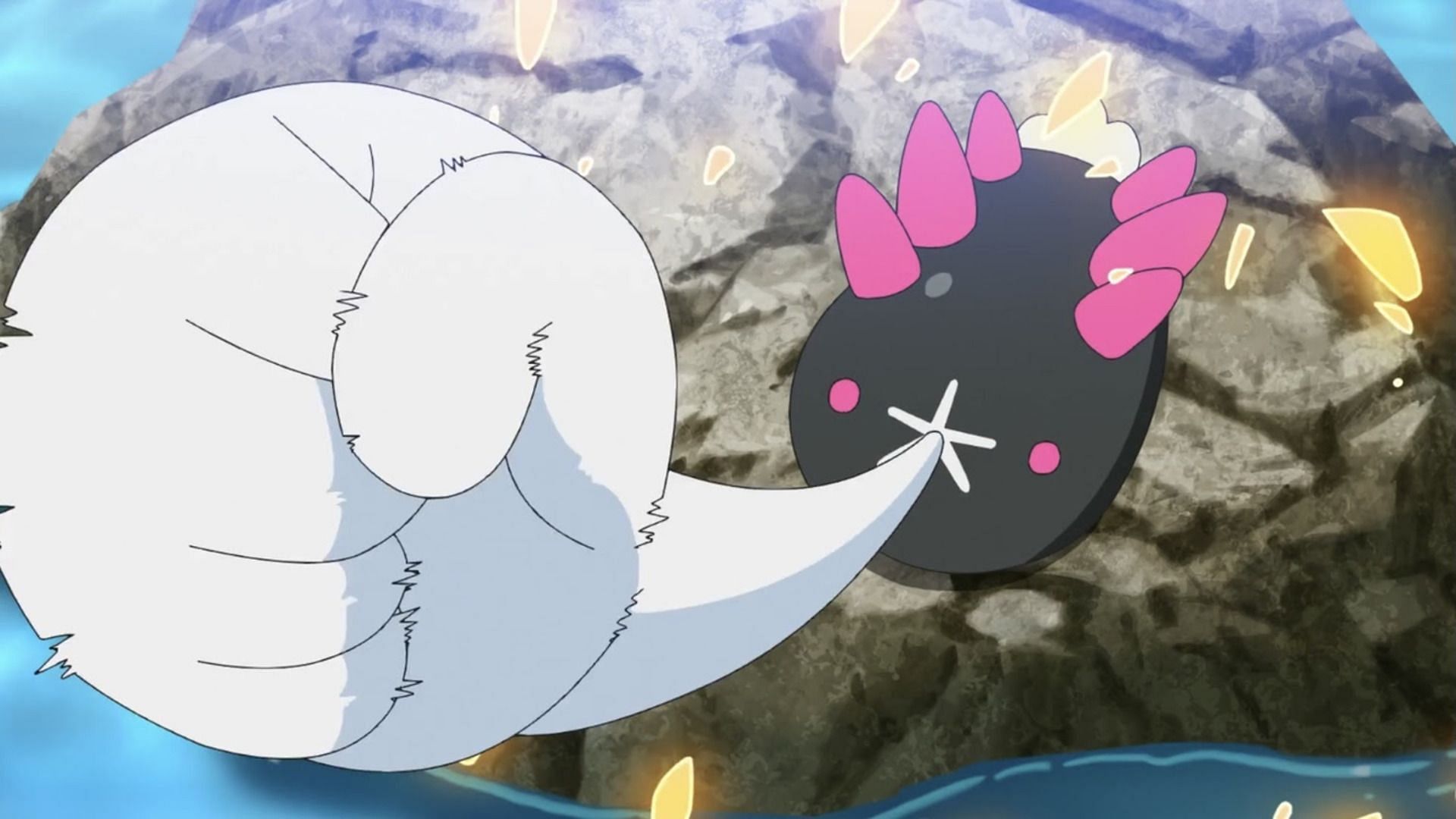 Pyukumuku as it appears in the anime (Image via The Pokemon Company)