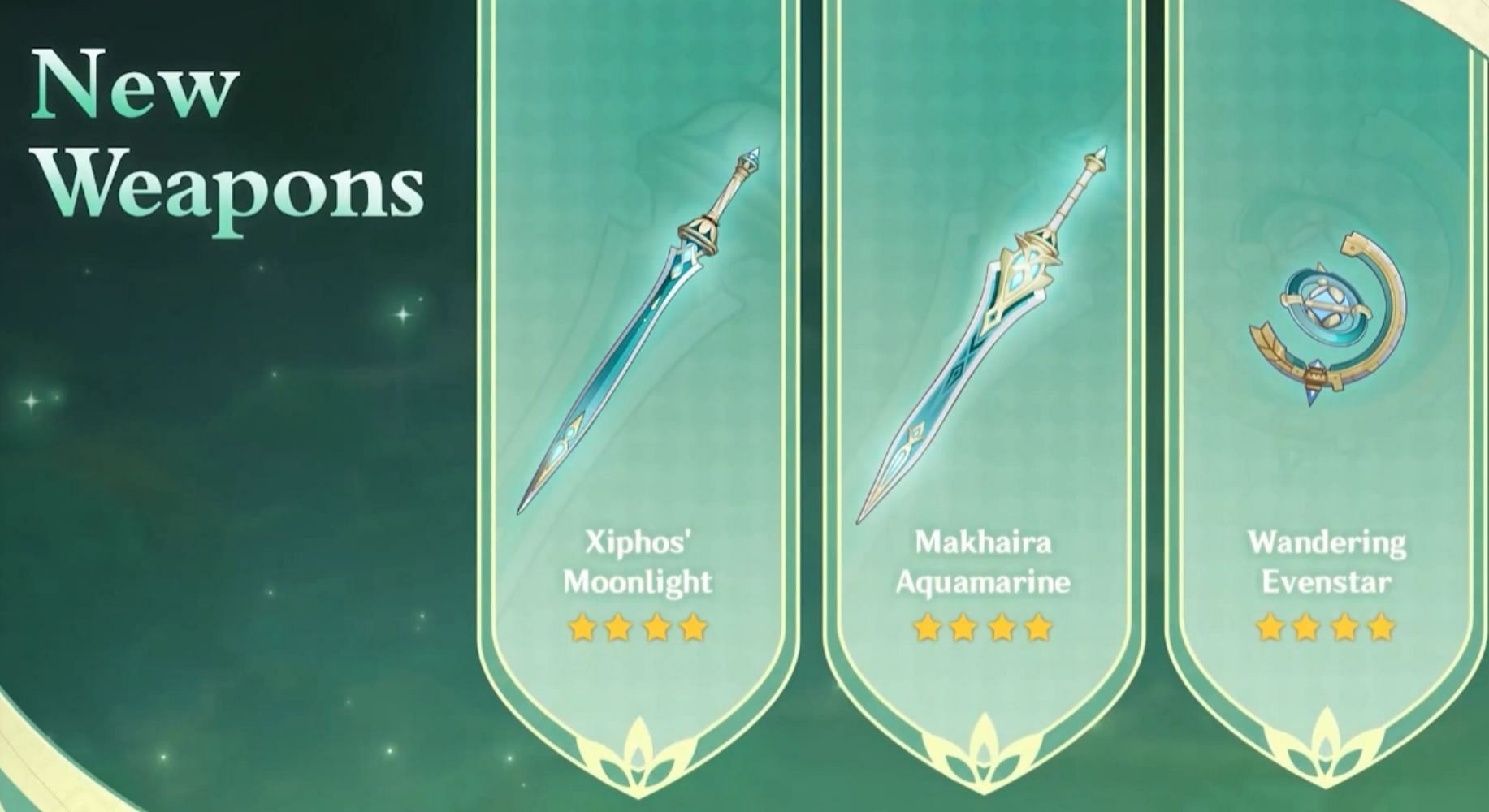 Three of the new 4-star weapons (Image via HoYoverse)