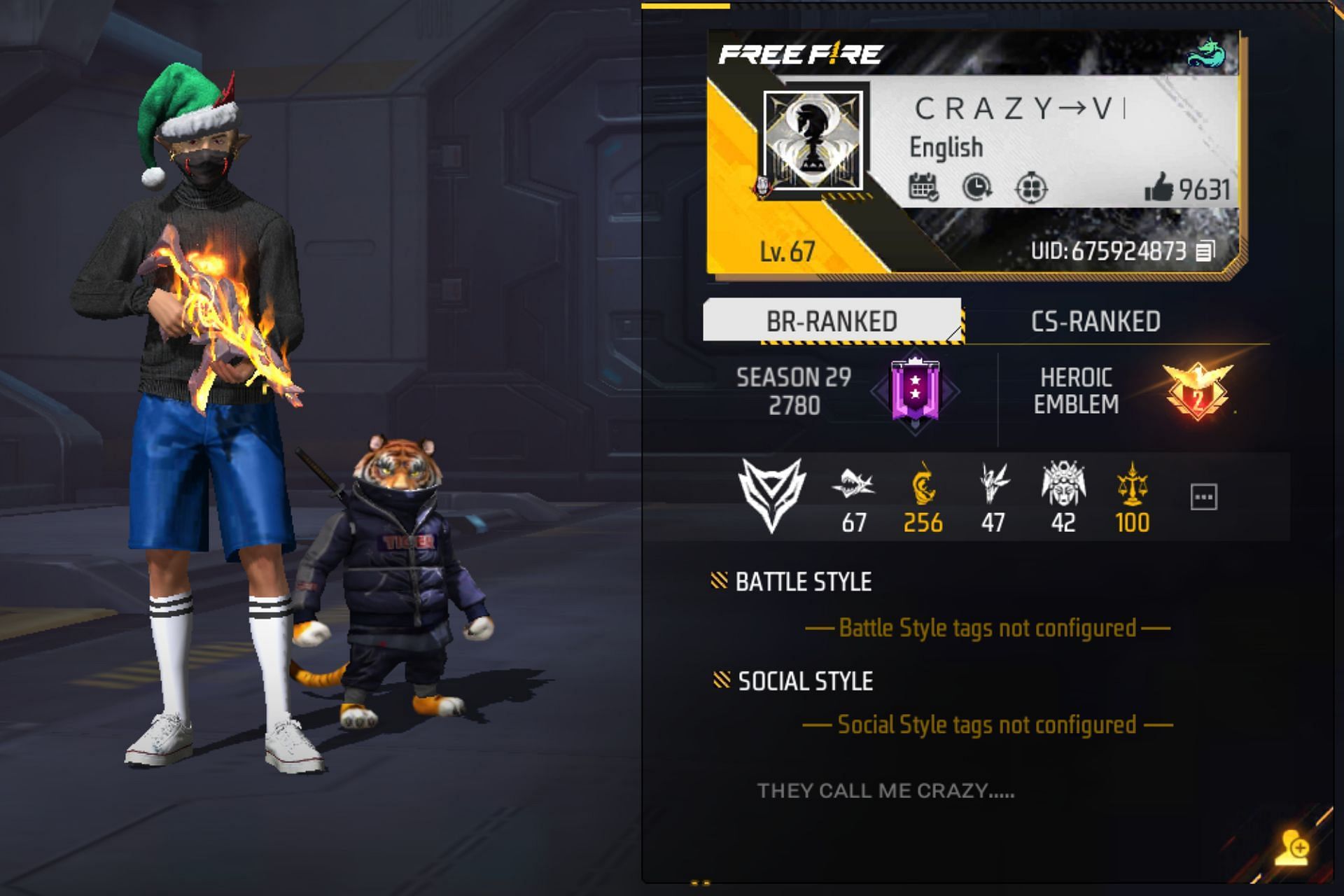 Crazy Gamer Vki's Free Fire MAX ID, level, stats, rank, guild, earnings,  and more