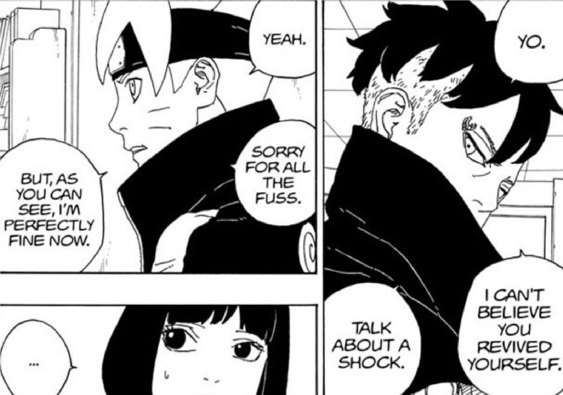 Kawaki and Boruto meet (Image via Masashi Kishimoto/Shueisha)