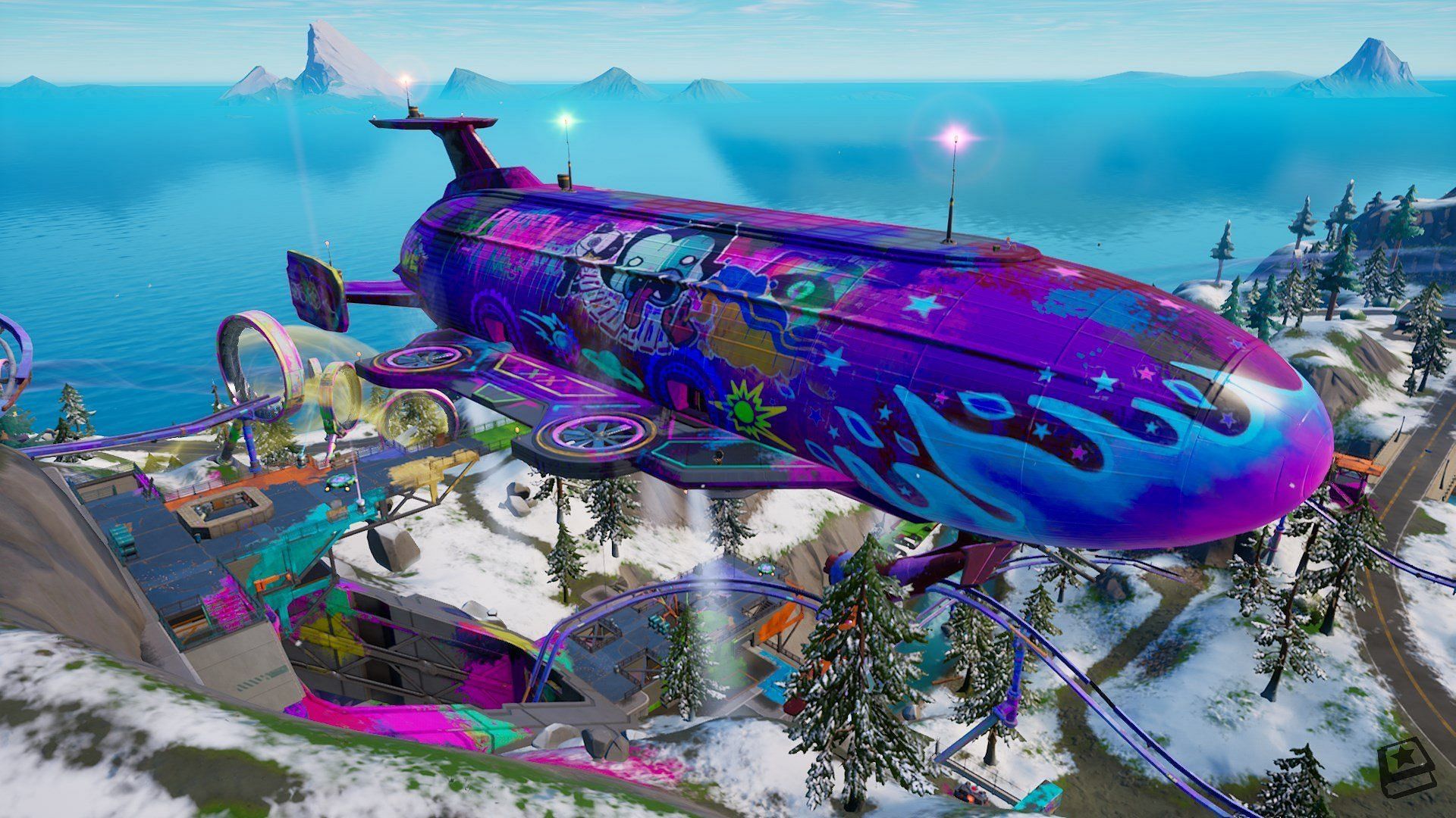 The IO airship is back at the Rave Cave (Image via Epic Games)