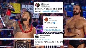 "You've done messed up" - Twitter erupts as AEW chants break out after a surprise ending to Roman Reigns and Drew McIntyre's match at WWE Clash at the Castle