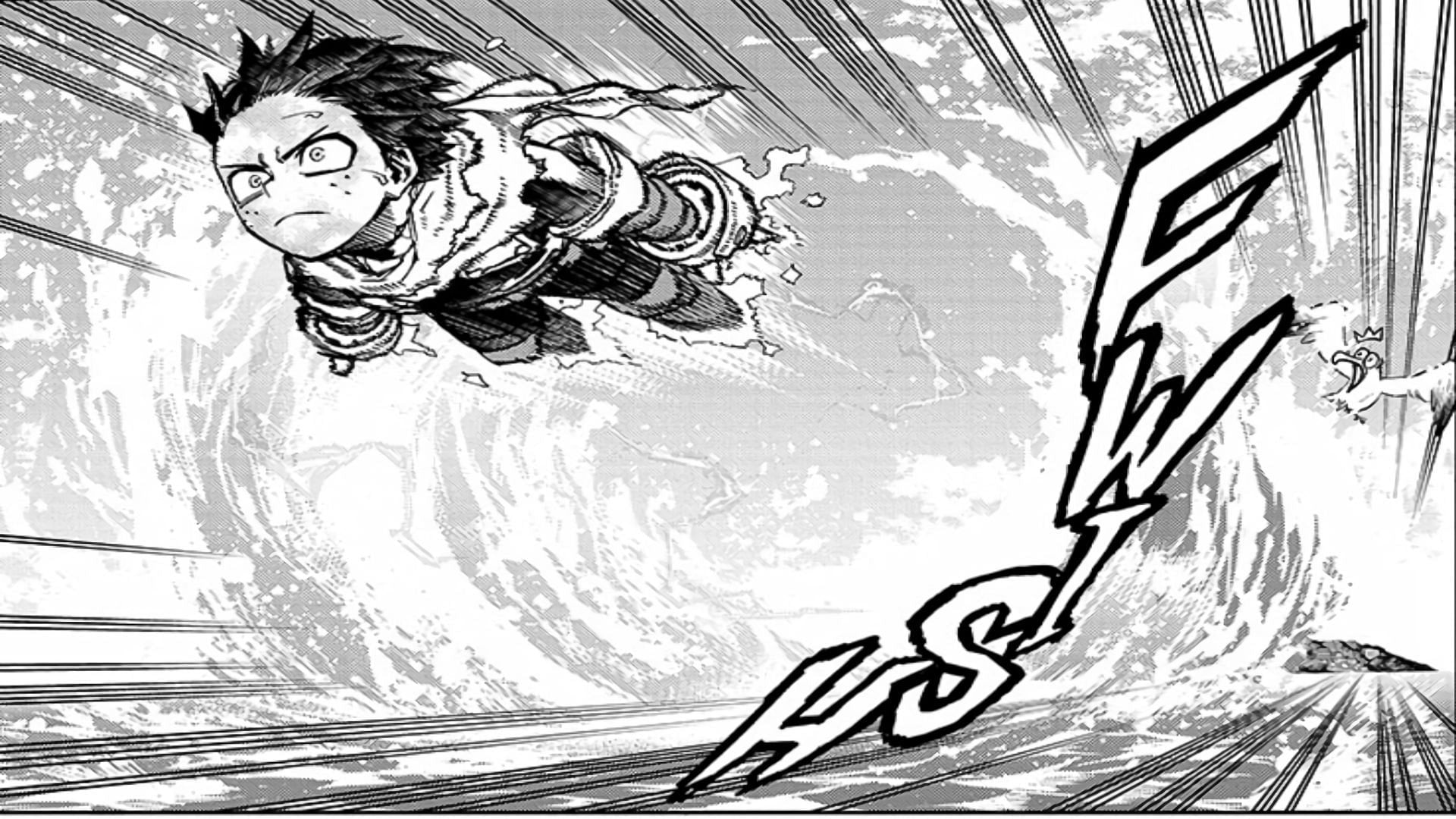 Deku flying in the My Hero Academia manga (Image via Shueisha)