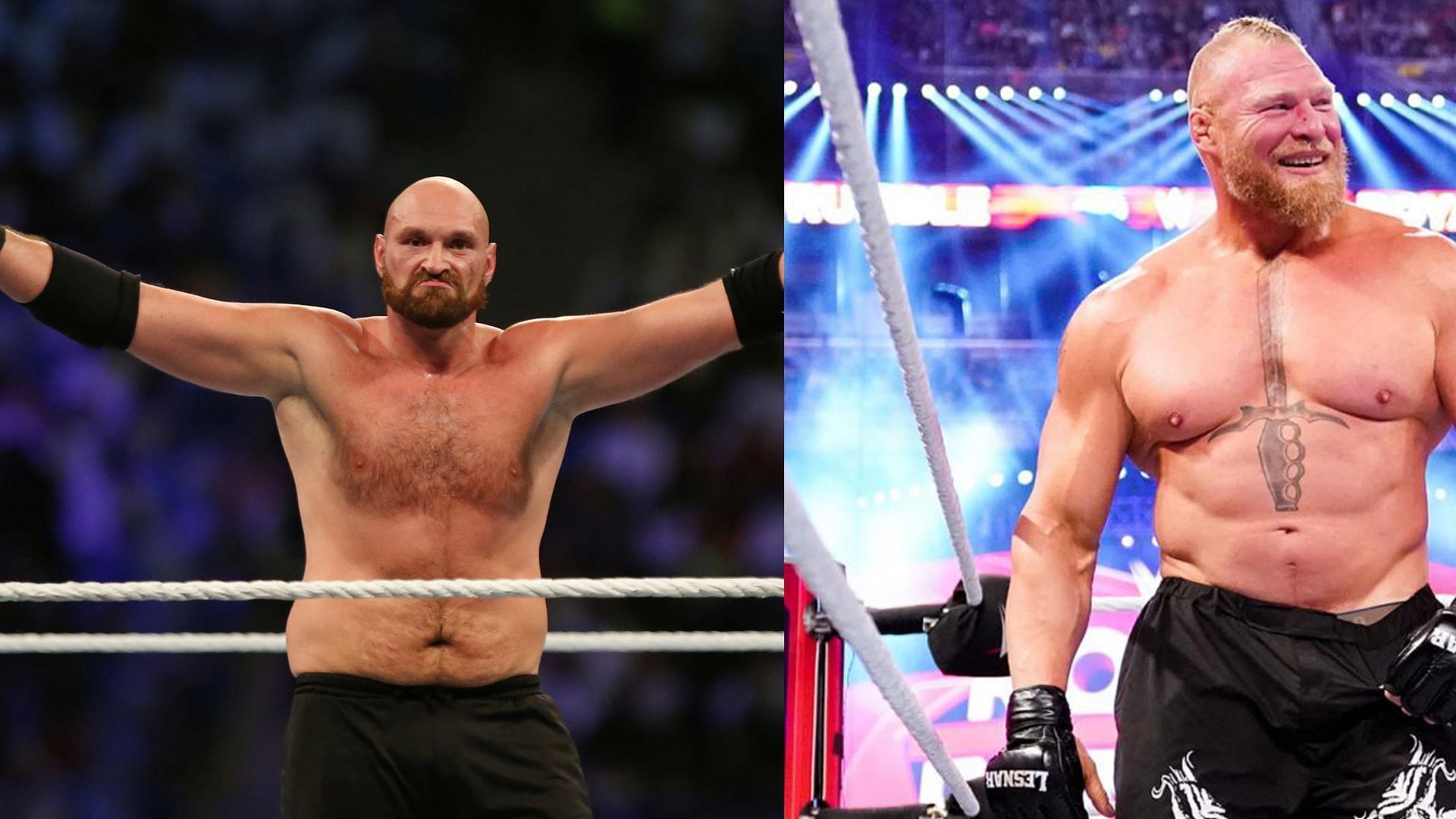 Tyson Fury (L), Brock Lesnar (R)