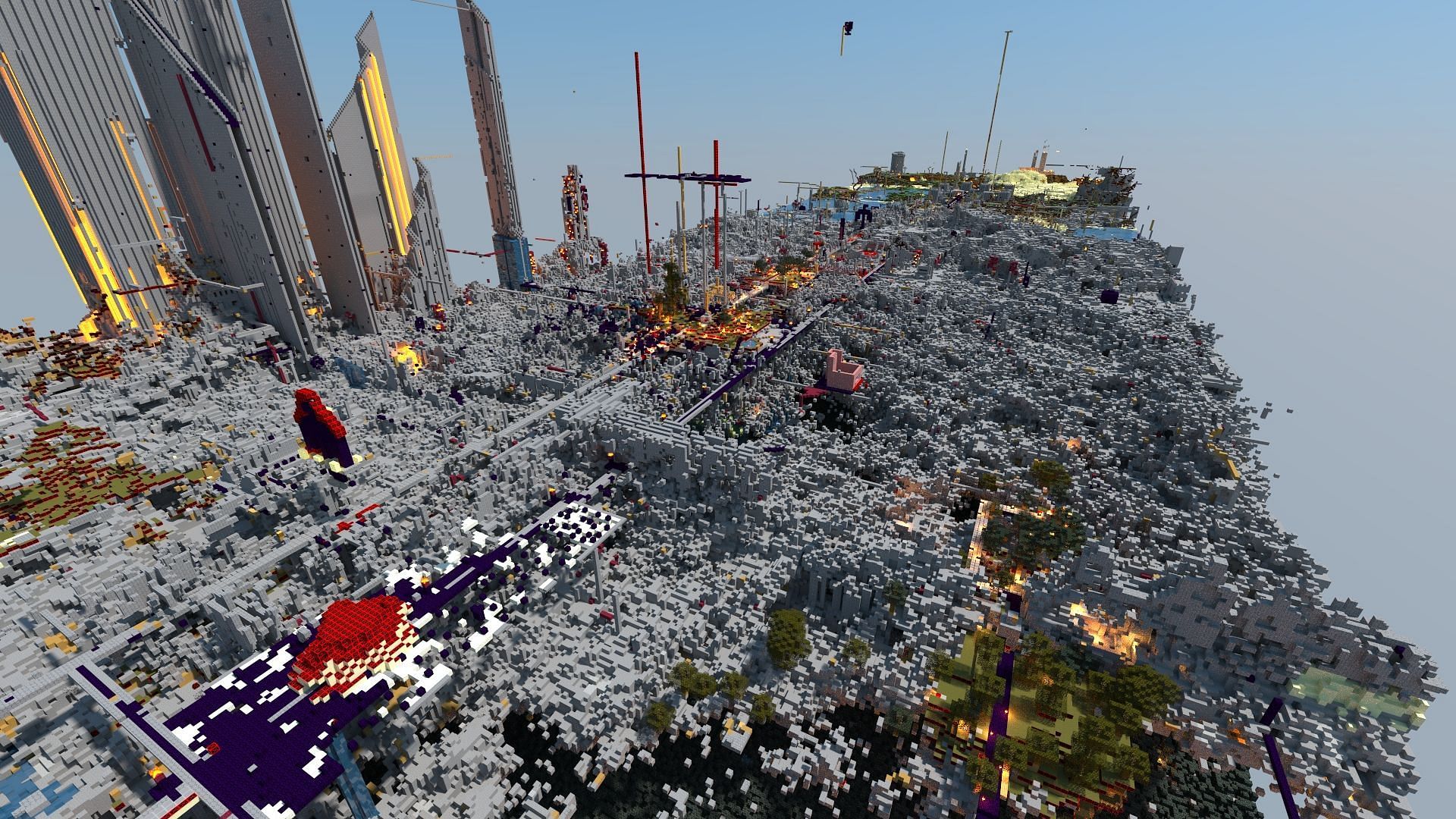 2b2t spawn area in Minecraft (Image via Reddit/u/bignick0)