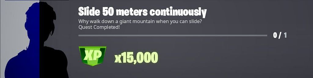 Slide 50 meters continuously to earn 15,000 XP in Fortnite (Image via Twitter/iFireMonkey)