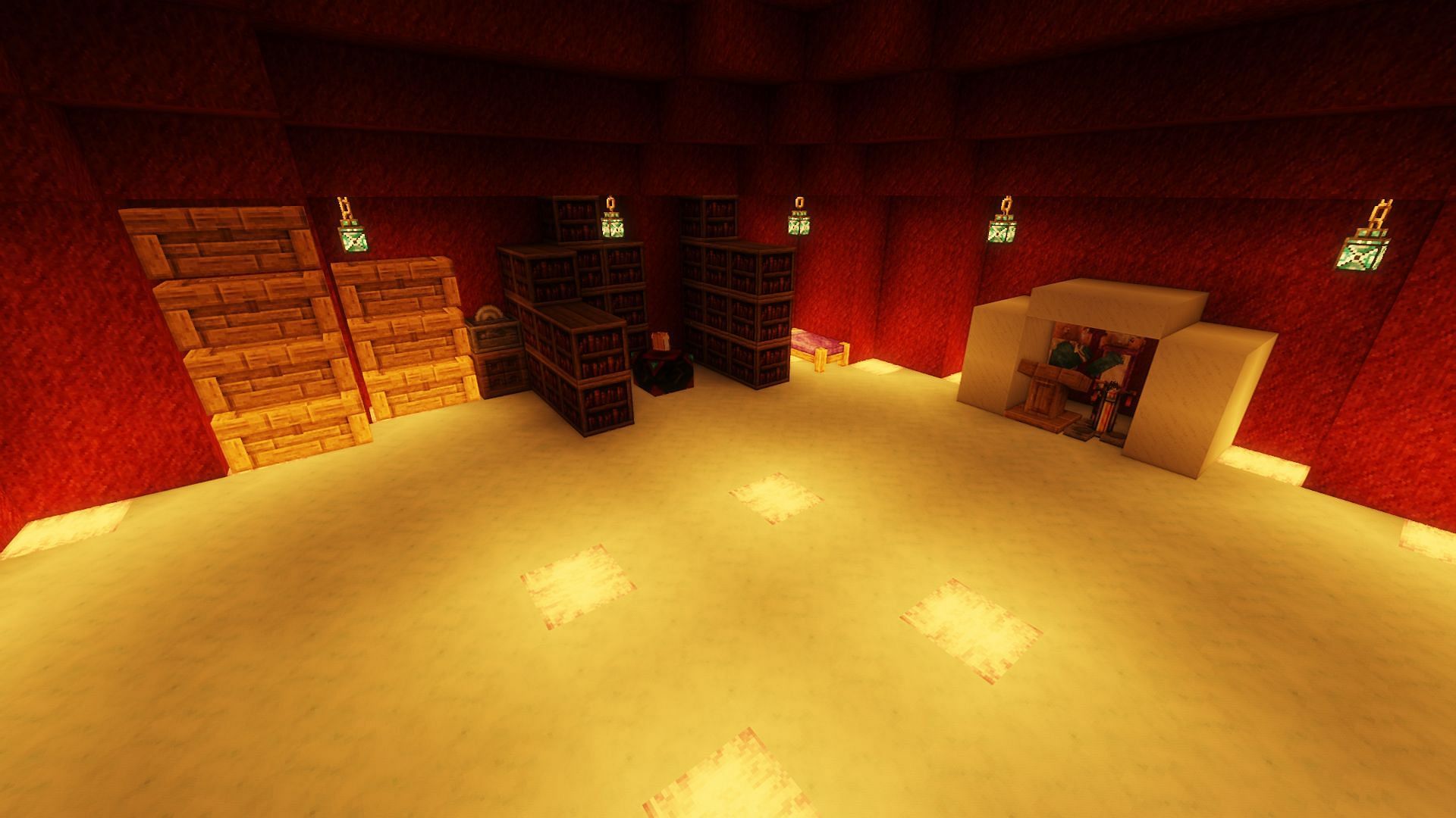Some basic furnishing added to the igloo&#039;s interior (Image via Minecraft)