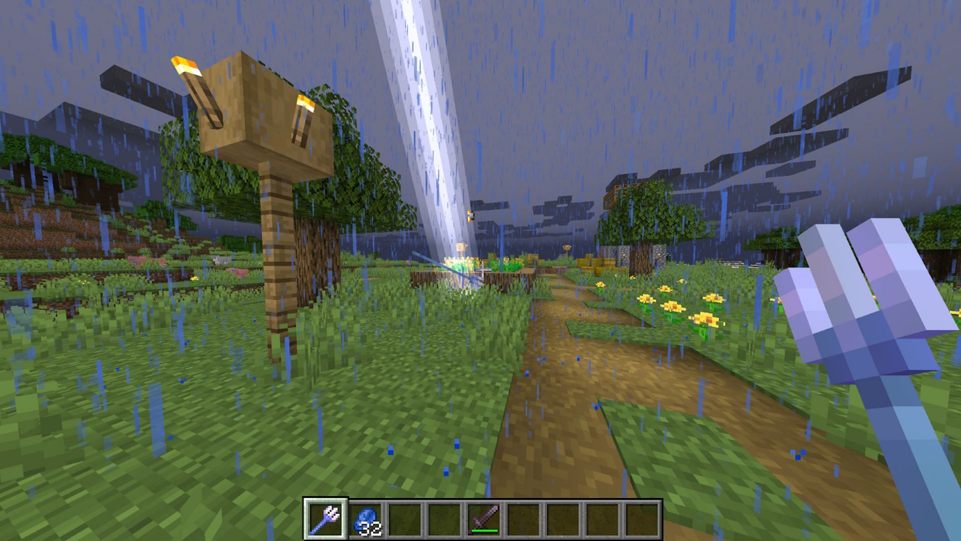 Gamers can play around with channeling enchantment in Minecraft (Image via Mojang)