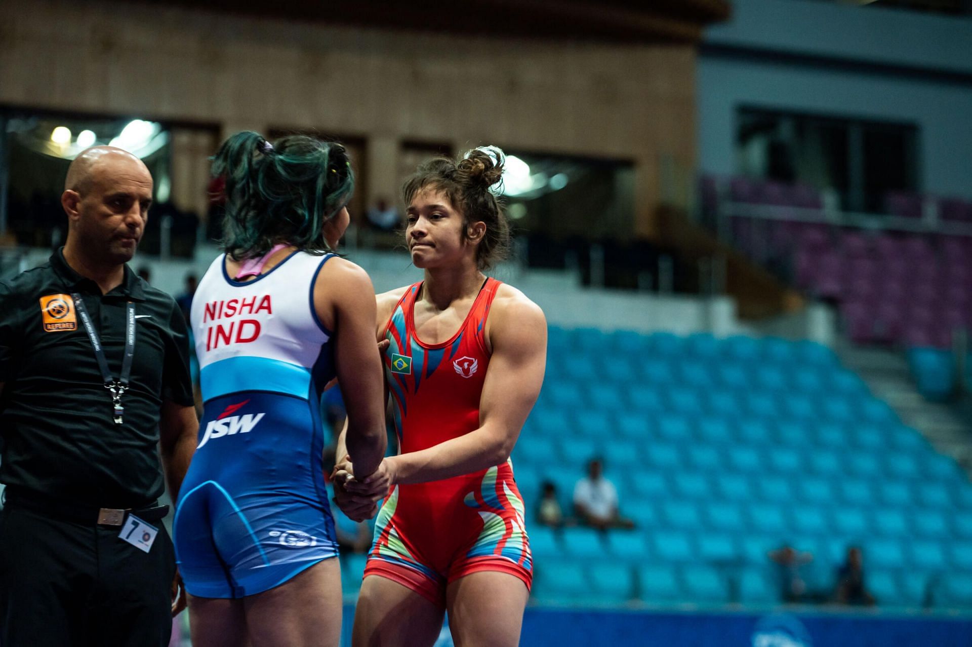 India&rsquo;s Nisha injured her knee in the bronze medal match at the Belgrade World Wrestling Championships on Thursday. Photo credit UWW