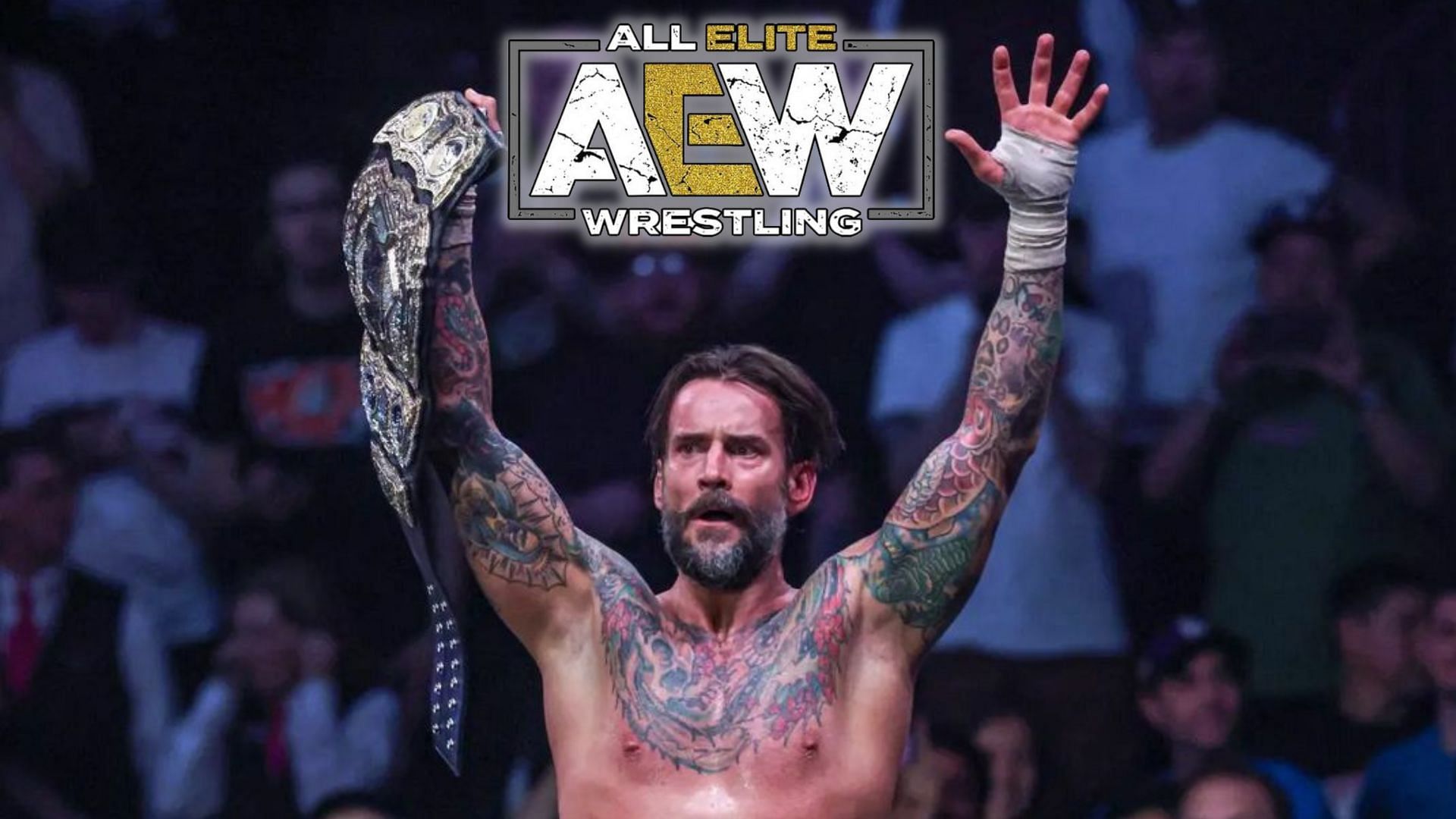 CM Punk after winning the AEW World Championship Title