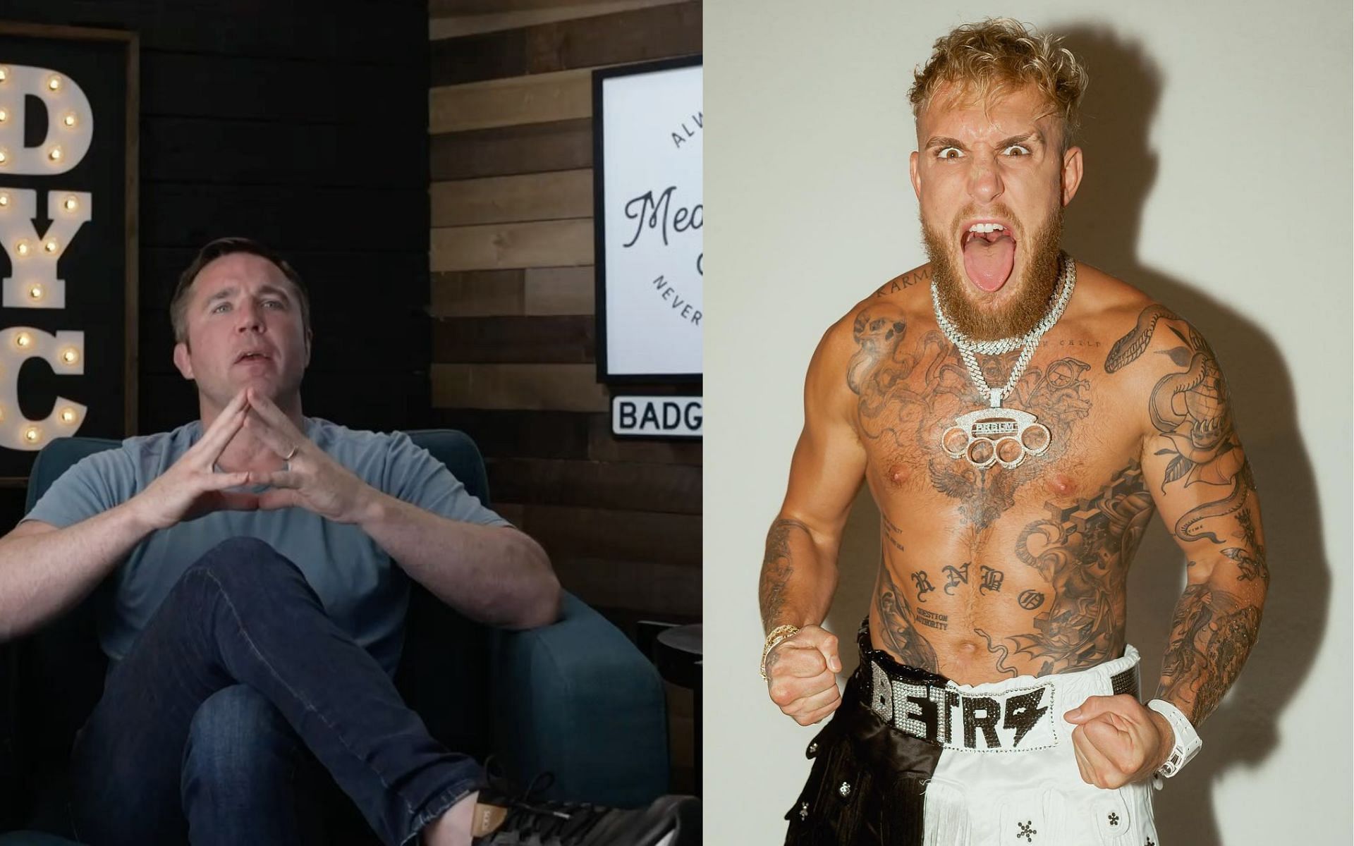 Chael Sonnen(Left) and Jake Paul(Right) [Images via @sonnenchn and @jakepaul on Instagram]