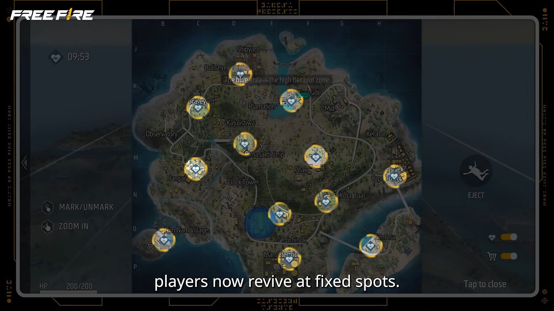 A few changes have been made to revival points (Image via Garena)