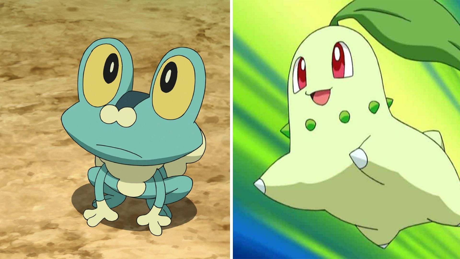 Froakie and Chikorita as two of the best starters (Image via The Pokemon Company)