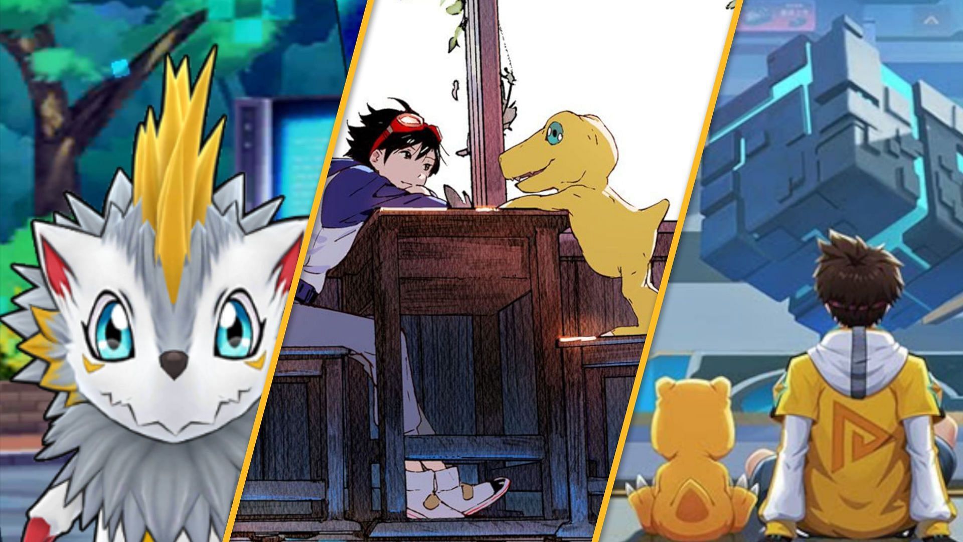 Various Digimon games as portrayed through game art (Image via Bandai Namco)